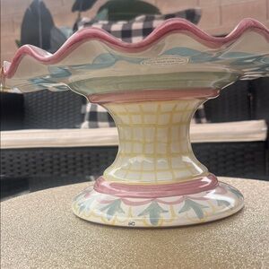 VTG Mackenzie Childs Ceramic Cake Stand